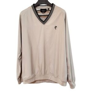 Ashworth Mens Golf Windbreaker Pullover Water Resistant Breathable Light Tan L